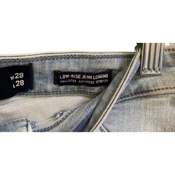 HOLLISTER BLUE DENIM LOW RISE JEAN LEGGING CUT OFF SHORTS SZ 9R/29 - Picture 3 of 7